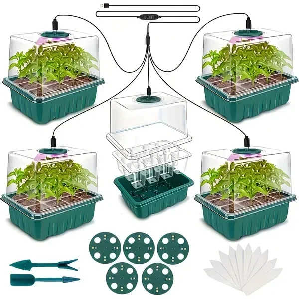 Dome Propagation Kit - 5-Pack Seed Starter Kit with LED