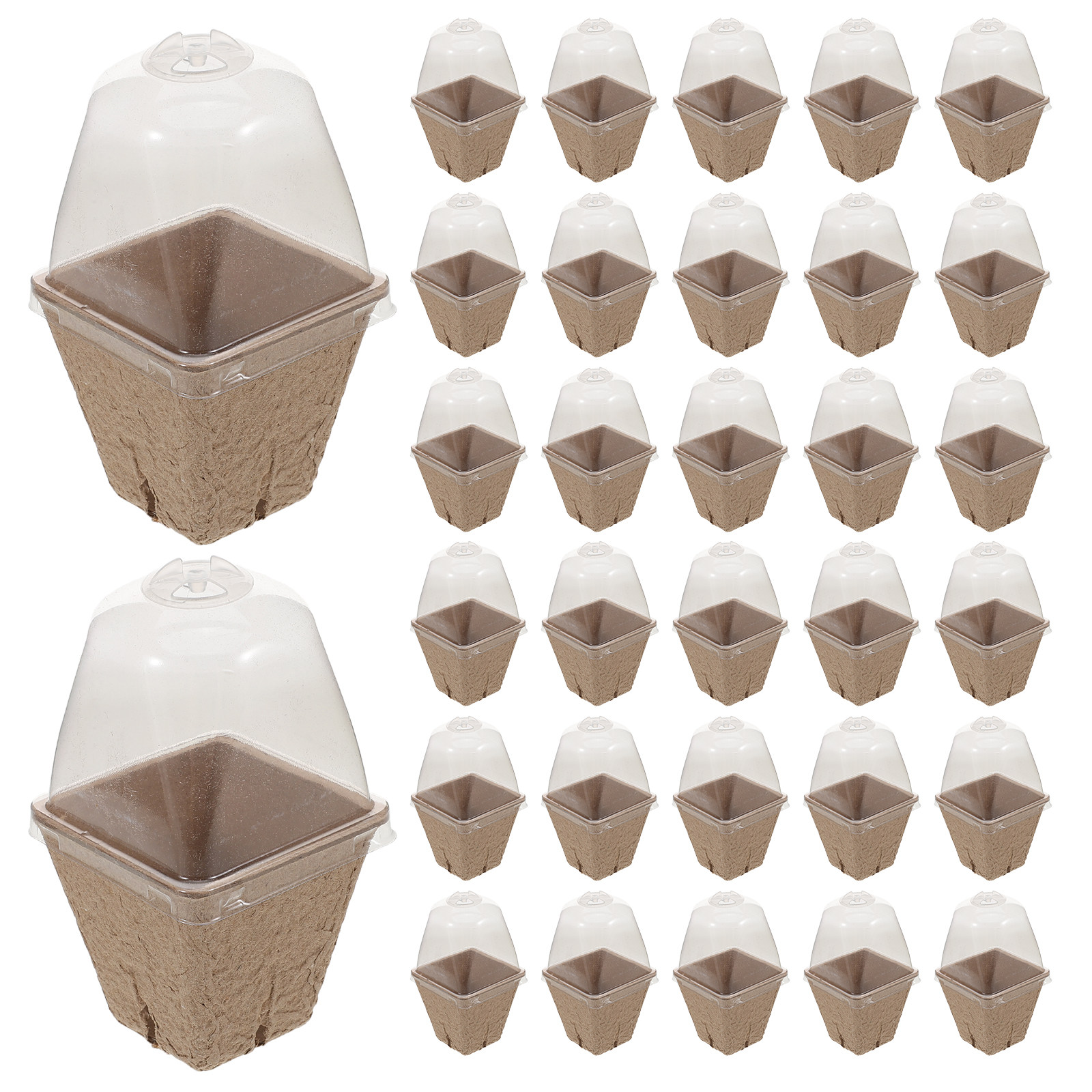 Dome Propagation Kit - 36Pcs Biodegradable Square Nursery Pots with